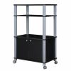 Modern 3-Shelf Kitchen Bakerâ€™s Rack Cart on Wheels in Black Wood Finish